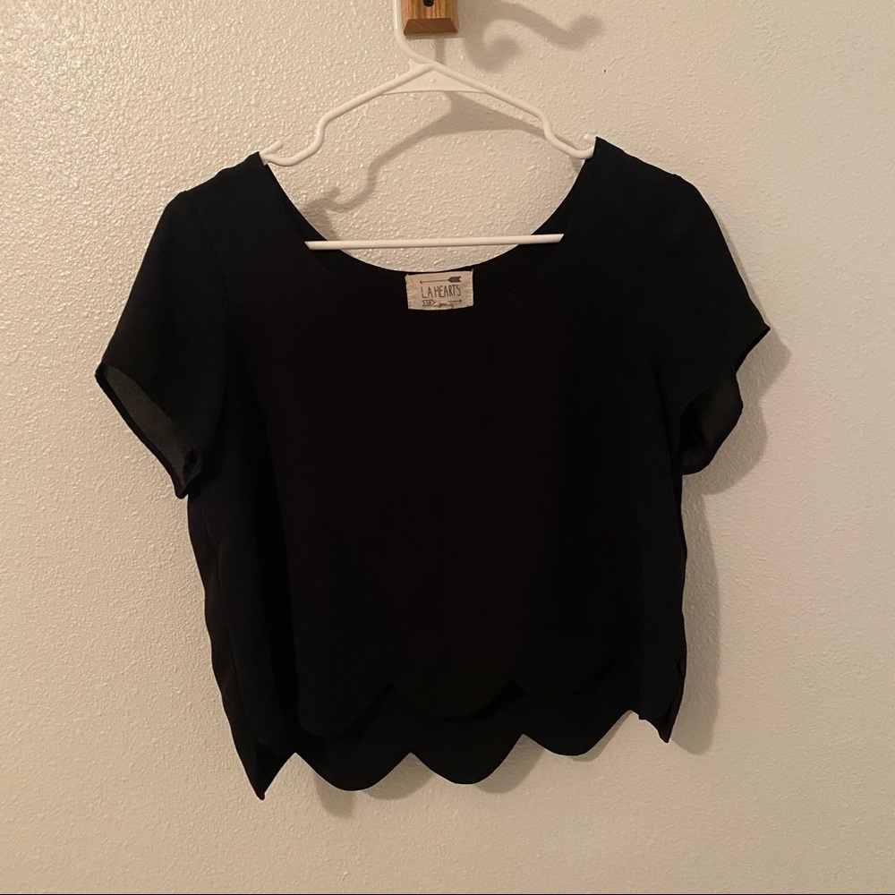 Scalloped Cropped Shirt - Size Medium
